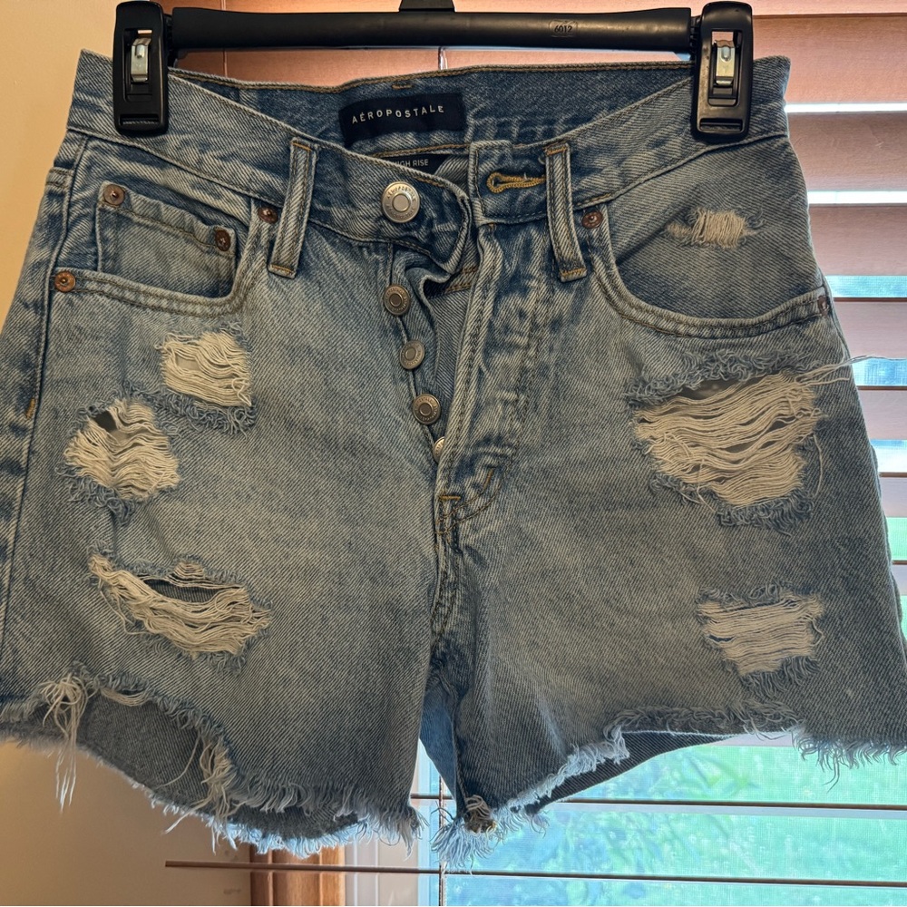 Aeropostale Blue Jean Shorts Distressed Vintage Style